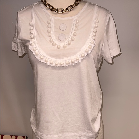 See By Chloe White Embellished Short Sleeve Tee - Picture 1 of 8
